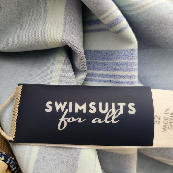 Swimsuits For All Women's Blue Green Tankini Top Size 32 5X - Picture 3 of 8